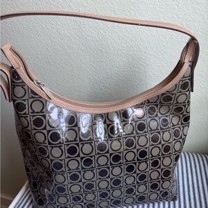 Salvatore Ferragamo clear shoulder bag.